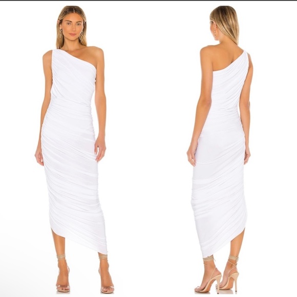 Norma Kamali Diana Off The Shoulder Gown in Snow White Dress - Picture 1 of 11